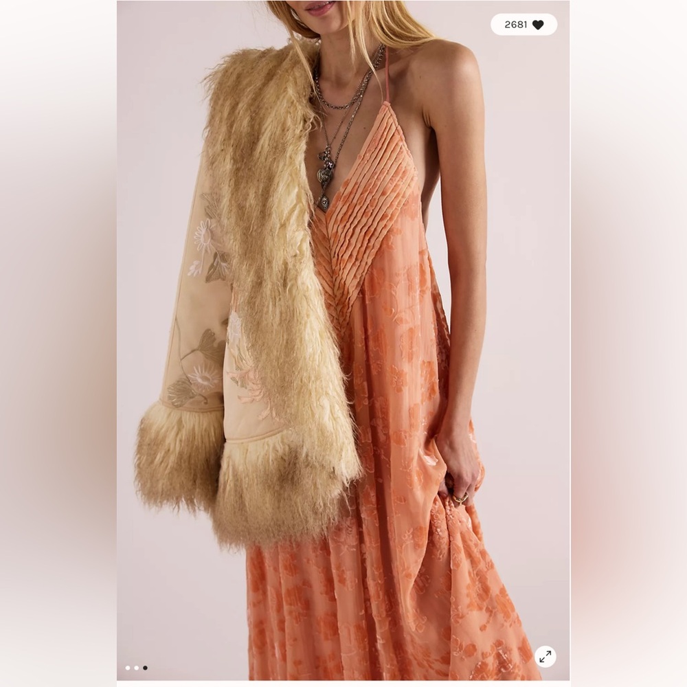 Free People Peach Maxi Slip Dress